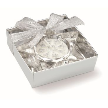 Portavelas de cristal con forma de estrella y vela de té