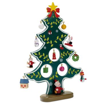 Pequeño árbol de navidad decorativo con 12 adornos