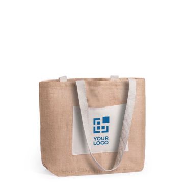 Bolsa de yute personalizada con bolsillo frontal y fuelle Bolsa de yute personalizada con bolsillo frontal y fuelle