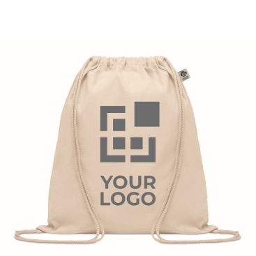 Bolsa de cuerdas algodón orgánico 140 g/m2 en color beige