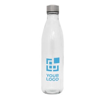 Botella de cristal alargada grande transparente para empresas con logo 1L