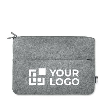 Funda para portátil de fieltro RPET con cremallera y bolsillo frontal 14” de color gris