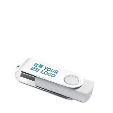 Pendrive giratorio con clip blanco y base de goma de colores Pendrive giratorio con clip blanco y base de goma de colores