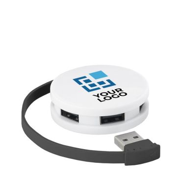 Hub promocional USB de 4 puertos circular con cable de color Hub promocional USB de 4 puertos circular con cable de color