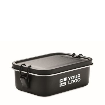 Fiambrera de acero con separador y hebillas de seguridad 750ml de color negro
