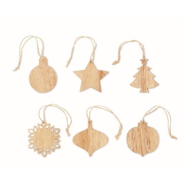Adornos de Navidad de madera color madera