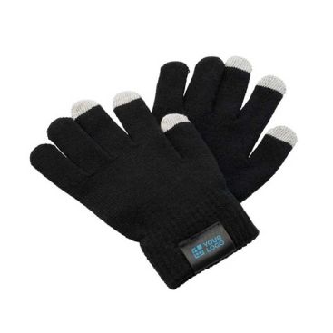 Guantes con logo de poliéster con dedos para pantalles táctiles Guantes con logo de poliéster con dedos para pantalles táctiles