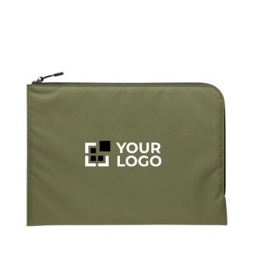 Elegante funda corporativa minimalista para PC de poliéster reciclado 15.6” de color verde militar