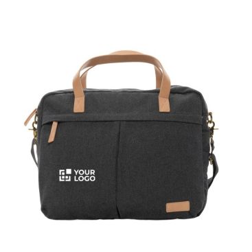Maletín para portátil reciclado de calidad y formal 15,6'' con asas marrones y bolsillo acolchado