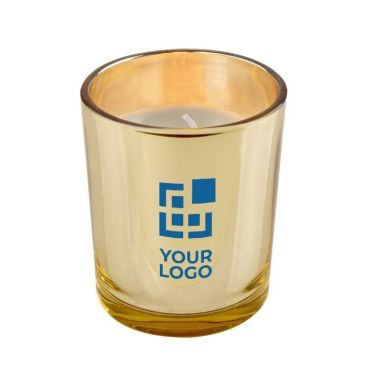 Vela personalizada y cera en vaso dorado de cristal Vela personalizada y cera en vaso dorado de cristal