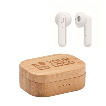 2 auriculares bluetooth TWS 5.0 para 3 horas con caja de bambú