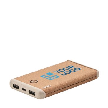 Power bank para publicidad con carcasa de corcho y de 10.000 mAh de color beige