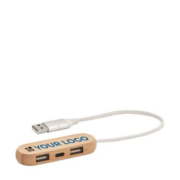 Hub USB con 3 puertos en carcasa de madera