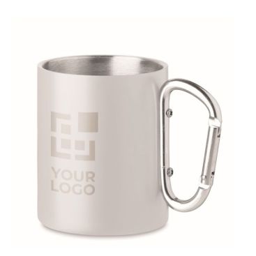 Taza acero de doble pared con asa mosquetón metalizada 300ml