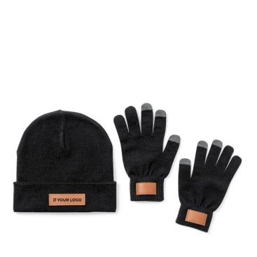 Set de gorro y guantes con dedos táctiles vista principal