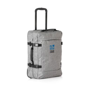 Maleta RPET con interior forrado, cintas ajustables y asas acolchadas de color gris