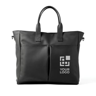 Bolsa de calidad con asas y correa para portátil de color negro