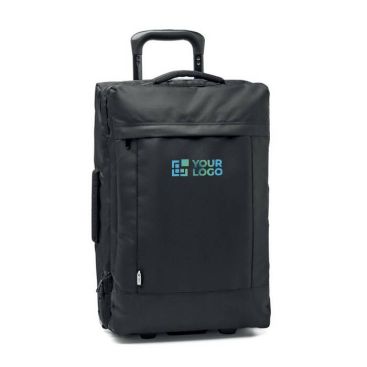 Trolley promocional de RPET 600D con base rígida y doble compartimento en color negro