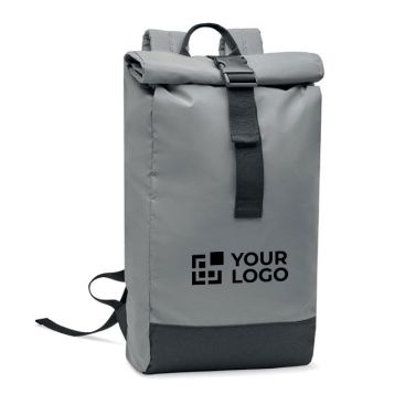 Mochila cierre rolltop de poliéster reflectante para portátil de 15''