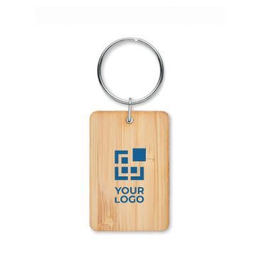 Llavero de bambú con forma rectangular barato