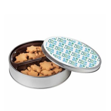 Caja metálica con estrellitas de jengibre de mantequilla y miel Caja metálica con estrellitas de jengibre de mantequilla y miel