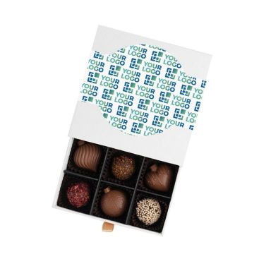 Cofre de bombones pralinés en forma de bola navideña o decoradas Cofre de bombones pralinés en forma de bola navideña o decoradas