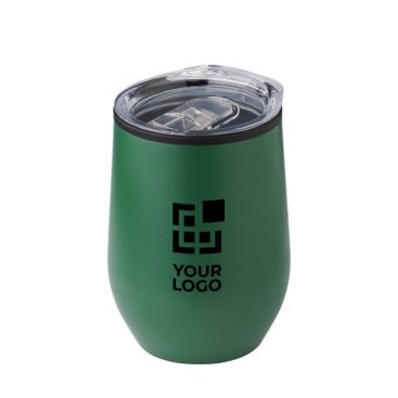 Taza de acero inoxidable acabado mate con tapa a presión 300ml