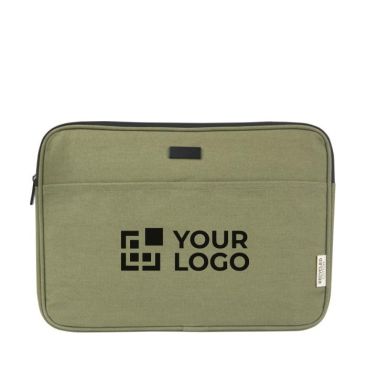 Funda para PC de algodón reciclado GRS con placa metálica mate 14” con dos bolsillos