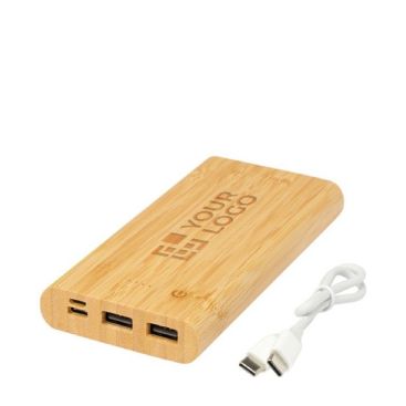 Powerbank de bambú con LED y botón táctil de encendido 10.000 mAh vista principal