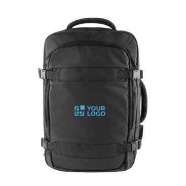 Mochila de poliéster con doble asa y resistente al agua de color negro