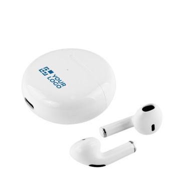 Auriculares de bluetooth 5.0 en estuche circular con autonomía de 3 horas en color blanco