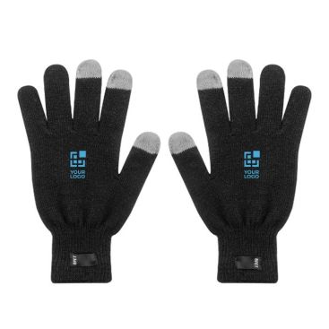 Guantes de RPET con punteras aptas para el uso de pantalla táctil color negro vista principal