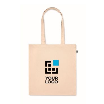 Bolsa de algodón orgánico con asas largas y fuelle 220 g/m2 vista de impresión