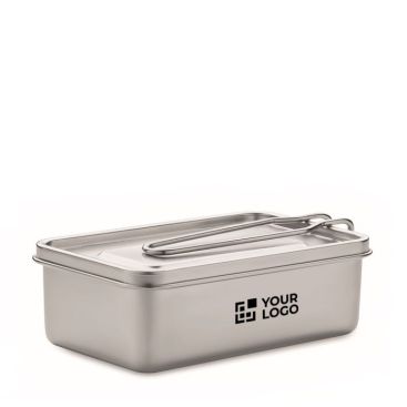 Fiambrera de acero inoxidable con asa a juego extraíble 750ml color plateado