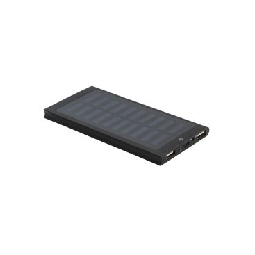 Powerbank para merchandising de aluminio con panel solar y linterna 8.000 mAh en color plateado mate o negro