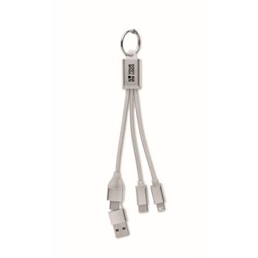 Llavero 2 en 1 con cable de carga de 3 conexiones distintas vista de impresión