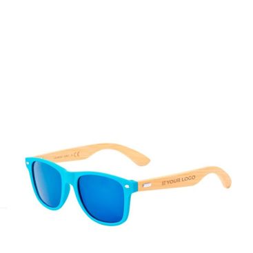 Gafas de sol coloridas con patillas de bambú y protección UV400 para empleados y clientes