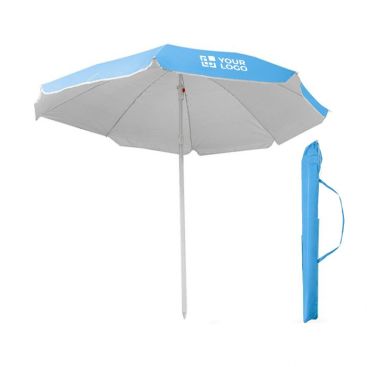 Sombrilla para la playa de nailon a color con borde blanco Ø180 en color beige o azul