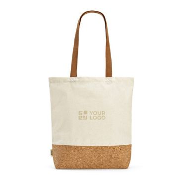 Bolsa de algodón reciclado con asas largas y fondo de corcho 180 g/m2 vista principal