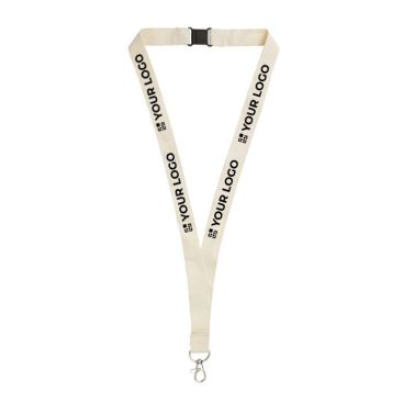 Lanyard de algodón orgánico con cierre de clip y mosquetón