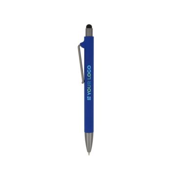Bolígrafo de plástico reciclado de varios colores y puntero negro