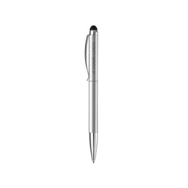 Bolígrafo giratorio de metal con stylus en la parte superior