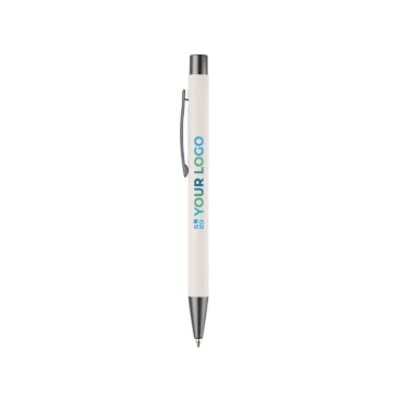 Bolígrafo de aluminio con acabado soft-touch y tinta azul color blanco segunda vista