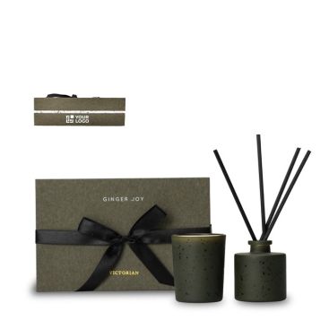 Caja de regalo con vela y difusor con aroma de jengibre Victorian