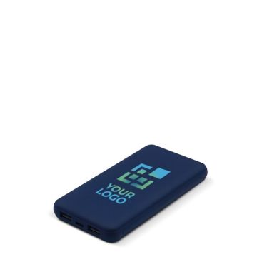Batería externa de caucho con puerto USB-A y puerto tipo C 8000 mAh personalizadas con el logo