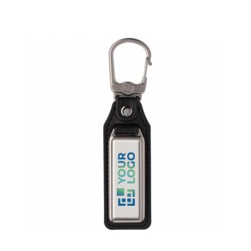 Llavero rectangular de metal para personalizar con cuero sintético