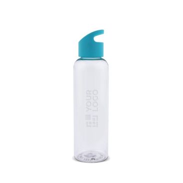 Botella de RPET transparente con asa geométrica a color 600ml color turquesa