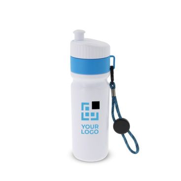 Botella deportiva libre de BPA con detalle a color y correa 500ml color azul claro segunda vista