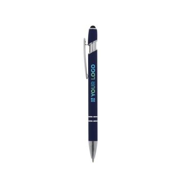 Bolígrafo de aluminio reciclado con puntero, clip de metal y tinta azul