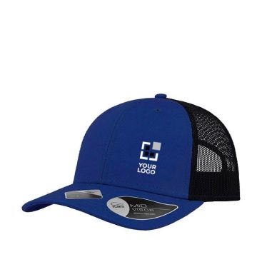 Gorra de algodón reciclado de 6 paneles y malla tarsera 250 g/m2
